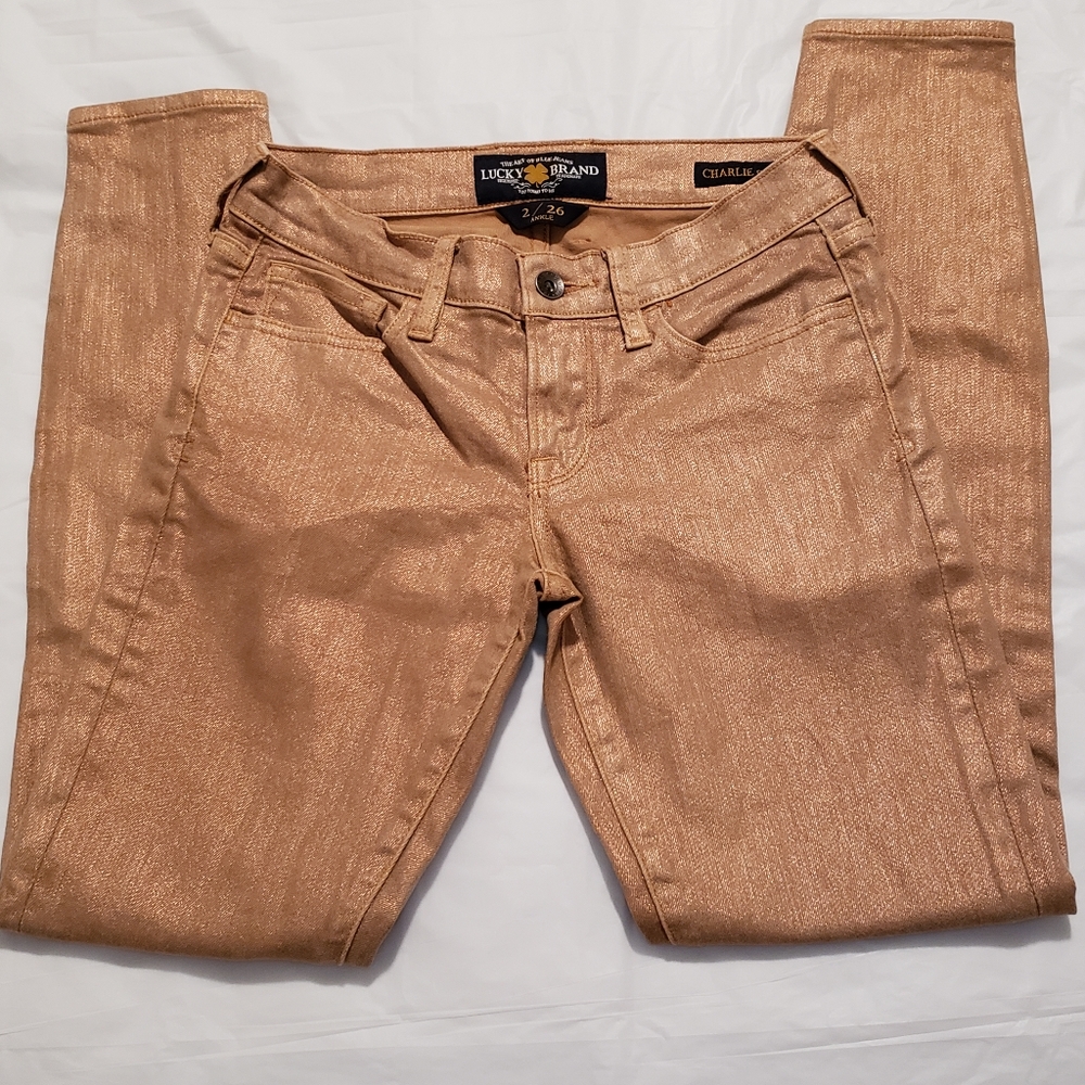 LUCKY BRAND 2/26 ANKLE JEANS GOLD CHARLIE SKINNY